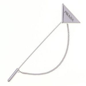Prada Symbol Brooch 2JS112 SV Sterling Silver 925 Triangle Pin for Men and Women